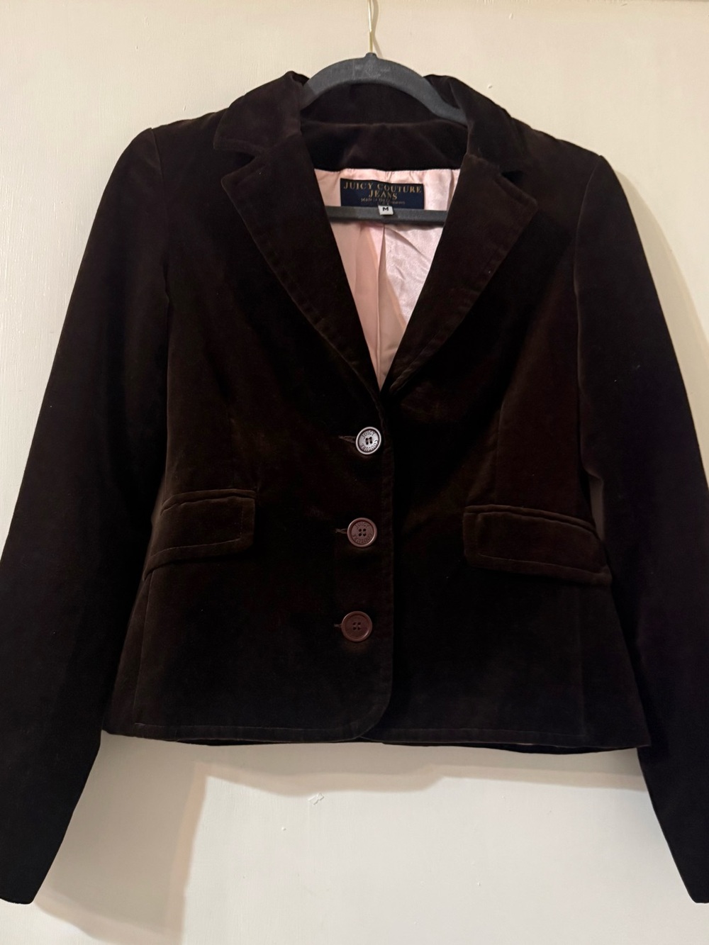 NWOT Juicy Couture Brown Velvet Tailored Blazer Jacket